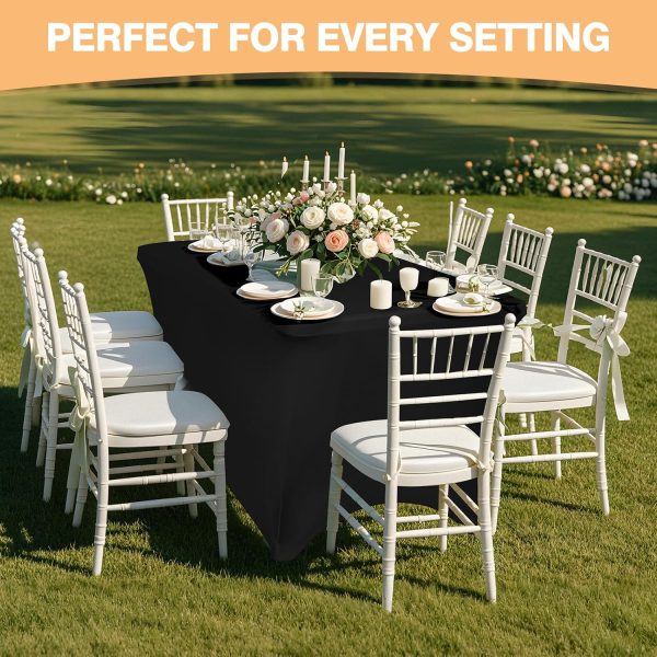 2 Pack 6 Feet Black Spandex Tablecloth for Rectangular Tables, Fitted & Stretch, Washable, Wrinkle Resistant, Perfect for Event, Wedding, Party, Banquet, Cocktail, Festival, and Table Protector - Image 6