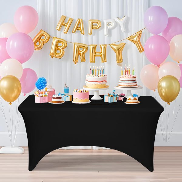 2 Pack 6 Feet Black Spandex Tablecloth for Rectangular Tables, Fitted & Stretch, Washable, Wrinkle Resistant, Perfect for Event, Wedding, Party, Banquet, Cocktail, Festival, and Table Protector - Image 7