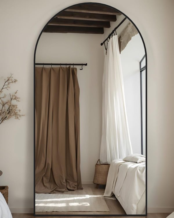 Full Length Mirror, 76"x34" Arched Floor Mirror Freestanding, Floor Standing Full Body Mirror with Stand for Bedroom, Hanging Mounted for Living Room Cloakroom, Black - Image 2
