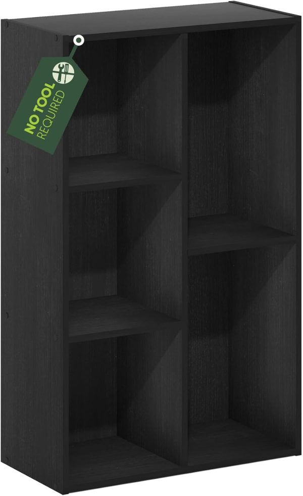 Furinno Luder 5-Cube No Tool Assembly Open Shelf, Blackwood