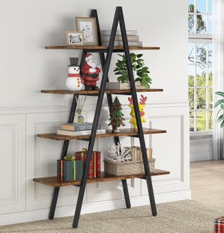Tribesigns 4-Tier Bookshelf, A-Shaped Bookcase 4 Shelves Industrial Ladder Shelf Open Display Shelves Book Storage Organizer for Living Room, Home Office