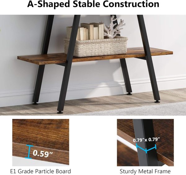 Tribesigns 4-Tier Bookshelf, A-Shaped Bookcase 4 Shelves Industrial Ladder Shelf Open Display Shelves Book Storage Organizer for Living Room, Home Office - Image 6