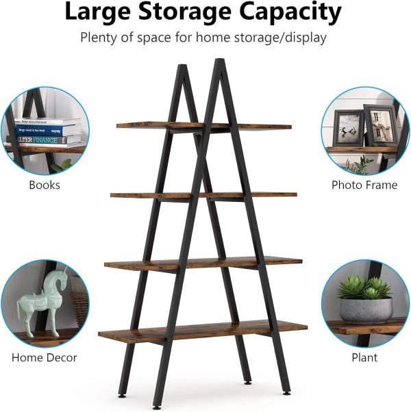 Tribesigns 4-Tier Bookshelf, A-Shaped Bookcase 4 Shelves Industrial Ladder Shelf Open Display Shelves Book Storage Organizer for Living Room, Home Office - Image 7